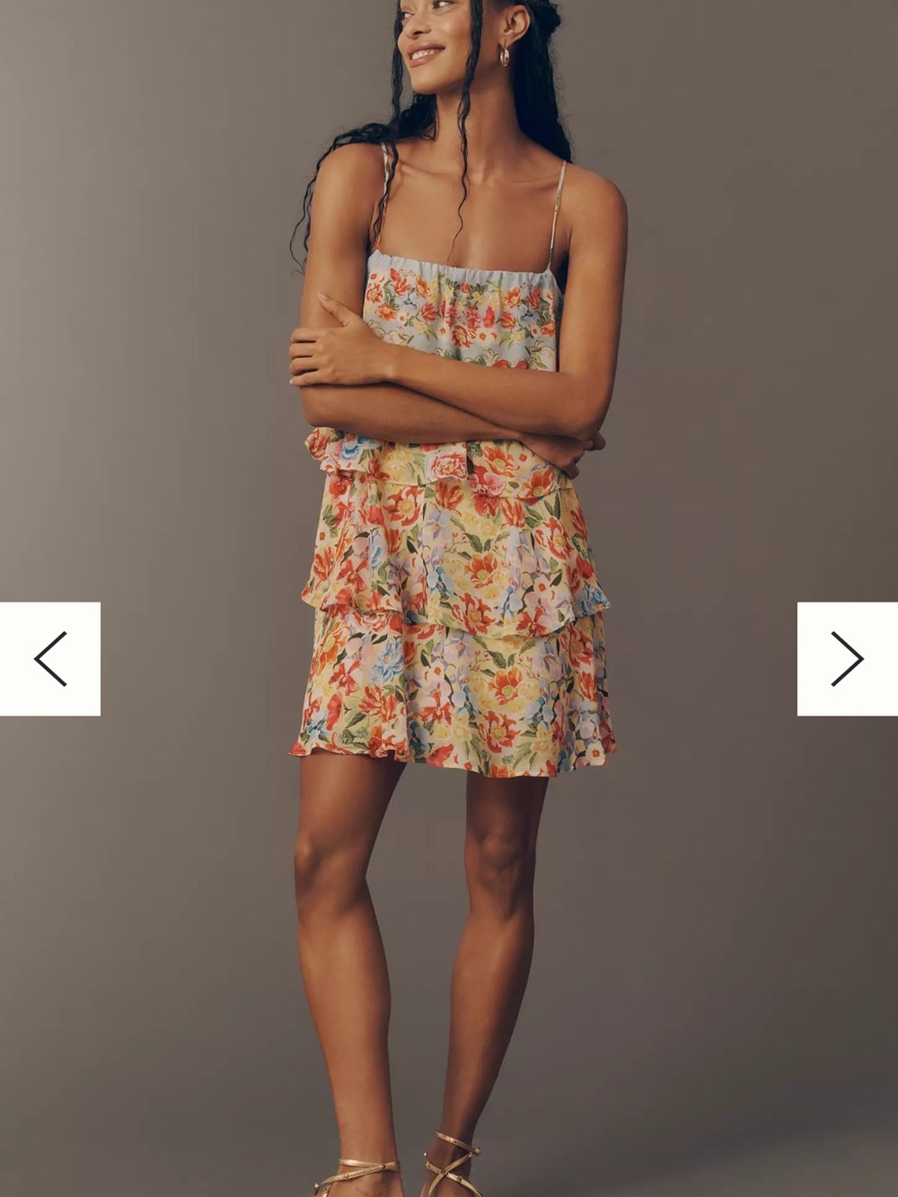 Anthropologie Pastel Floral Tiered Mini Dress - Picture 3 of 6